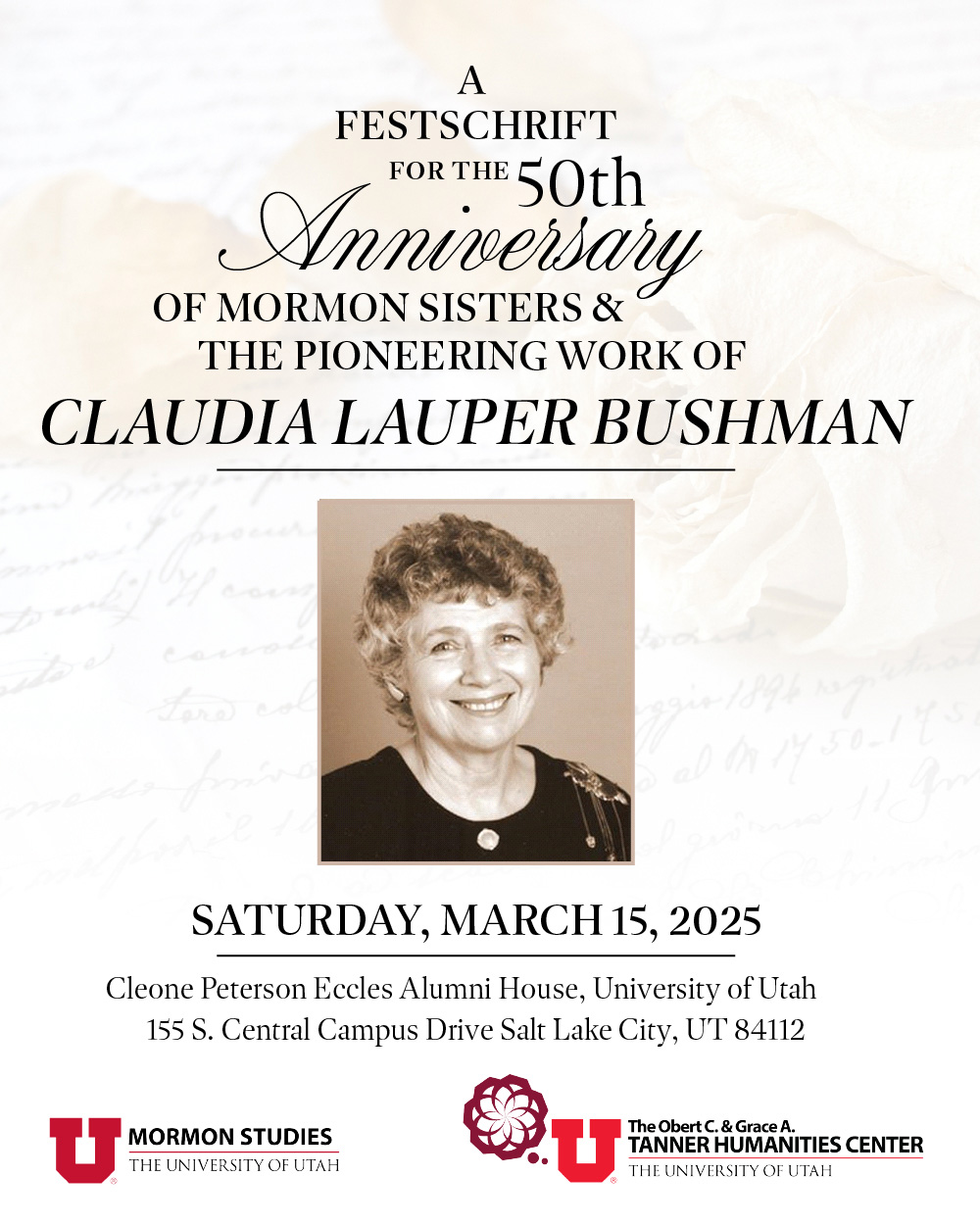 Poster for the Claudia Bushman event